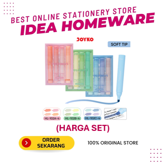 

Penanda Berwarna Highlighter Joyko 102 WARNA SOFT PASTEL