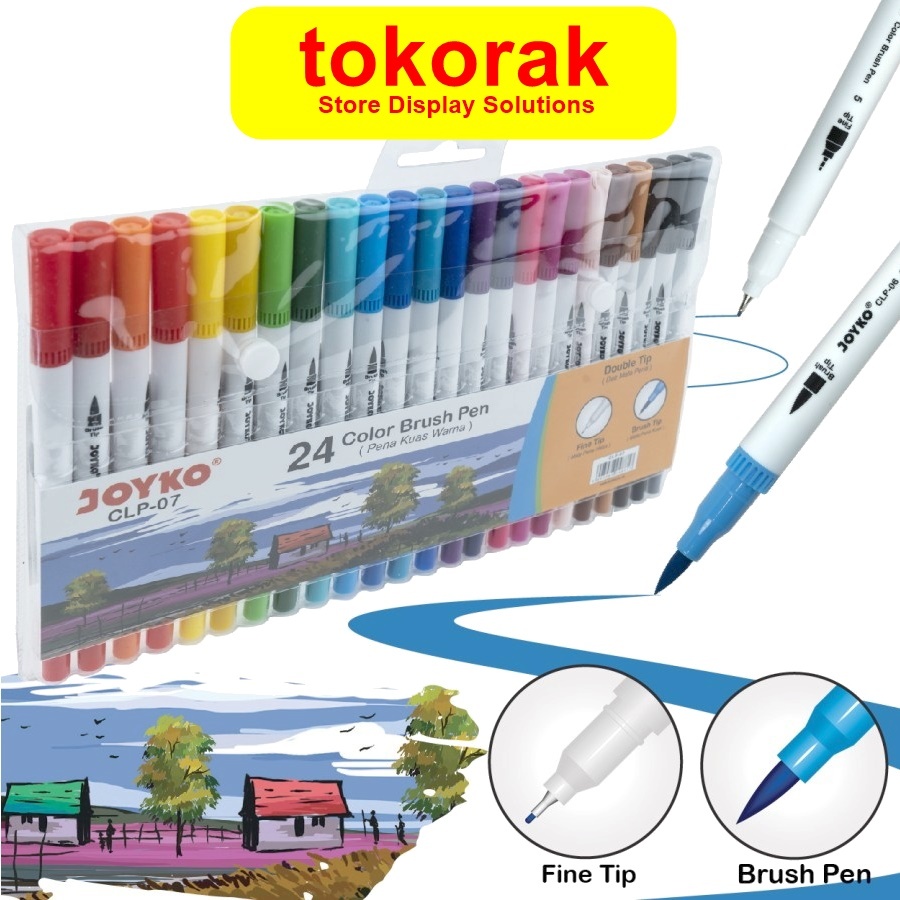 

COLOR BRUSH PEN 24 PCS CLP 07 JOYKO KUAS PENA 2 MATA SPIDOL 24 WARNA DUAL TIP PEN 24 COLOUR