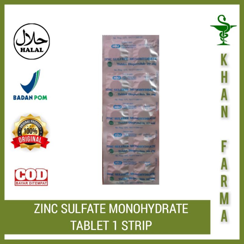 ZINC SULFATE TABLET UNTUK PENDAMPING OBAT DIARE ANAK DAN DEWASA 1 STRIP ISI 10 TABLET