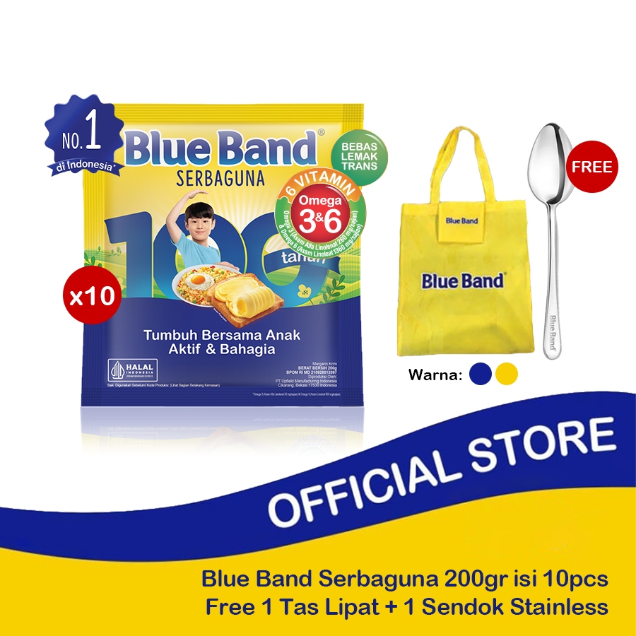 

Blue Band Serbaguna 200gr isi 10pcs Free Tas Lipat + Sendok Stainless