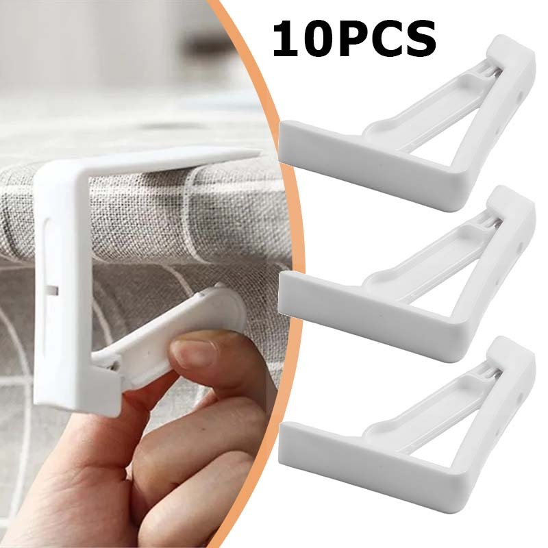 10pcs Putih Penjepit Taplak Meja Adjustable Klip Kain Plastik Penjepit Taplak Taplak Meja Rapih