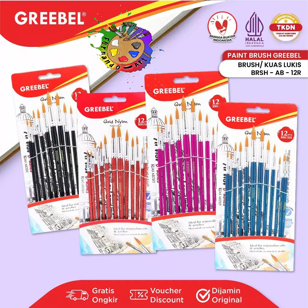 

GREEBEL Kuas Lukis Brush Paint Set / Kuas Melukis BRSH-AB-12R