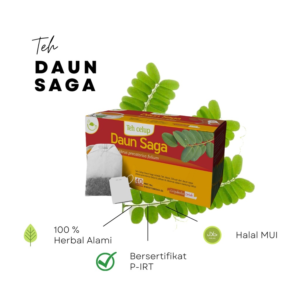 

Teh Celup Daun Saga Asli Herbal Teh Alami untuk Mengatasi Batuk dan Sariawan isi 20 kantong