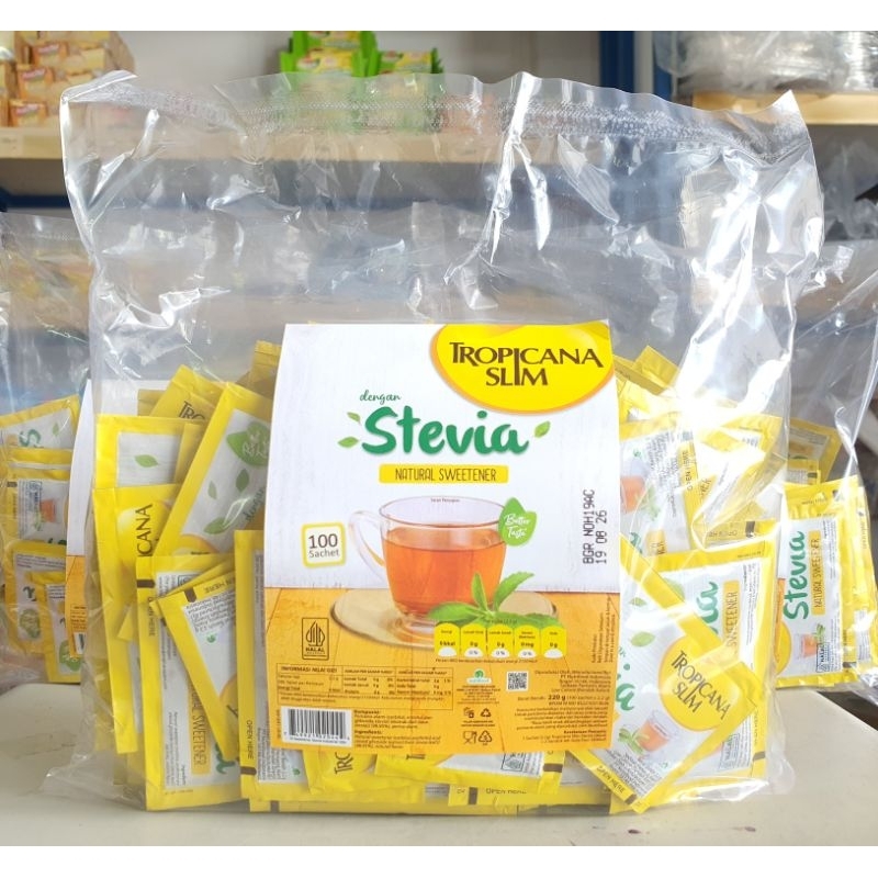 Gula Tropicana Slim Stevia 2,2Gr 100Sachet / Gula Stevia Tropicana Slim Sachet / Tropicana Stevia Gu