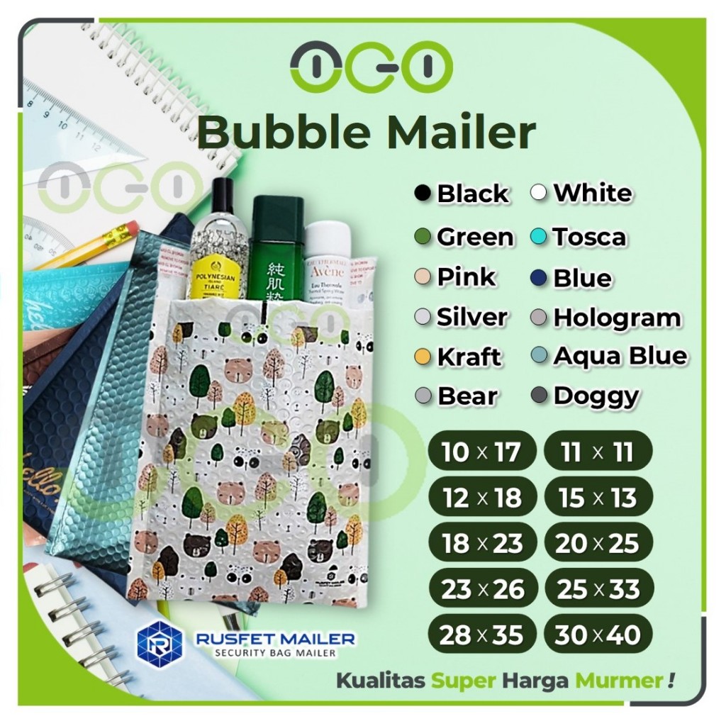 

Amplop Packing Bubble Olshop Murah Harga Ecer Satuan / Bubble Mailer Rusfet Warna Polos dan Motif