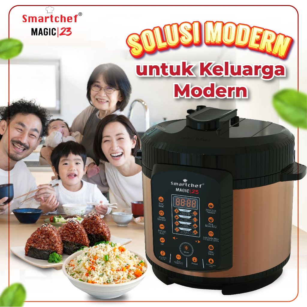 SMART CHEF Presto Listrik Low Carbo Rice Cooker Slow Cooker Pressure Cooker Kukusan Alat Dapur Peral