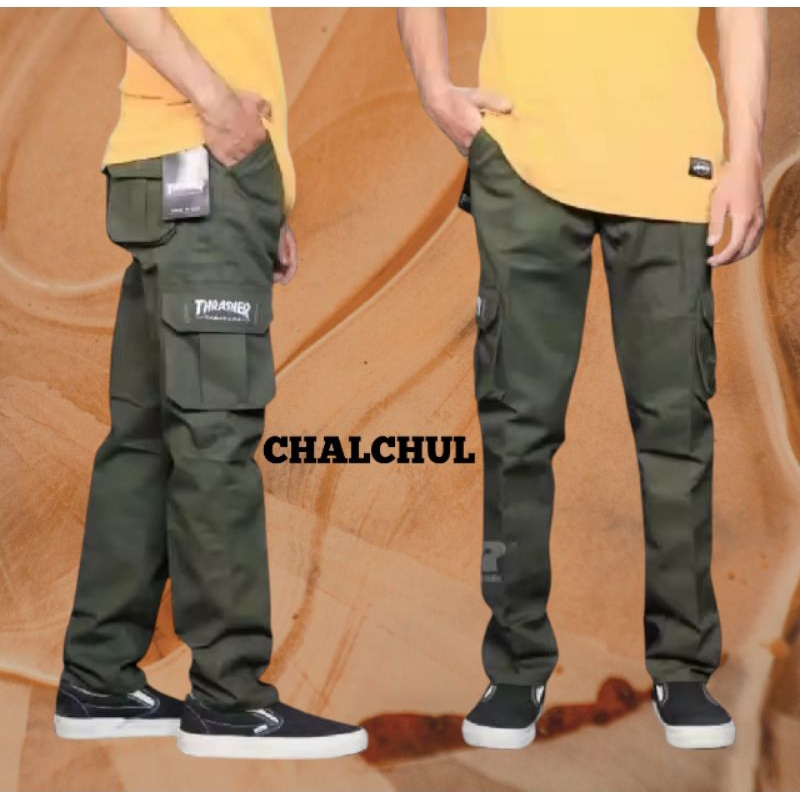 Celana Thraser Cargo Kimpul Panjang Pria Amerika Drill