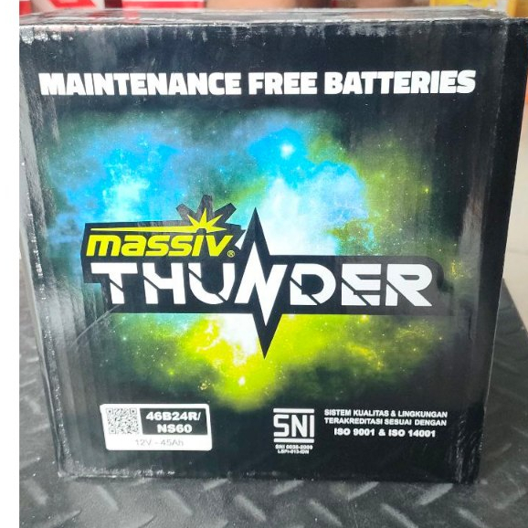aki maintenance free ns60 12v 45ah kering massiv thunder (AKI KERING MASSIV THUNDER NS60 )