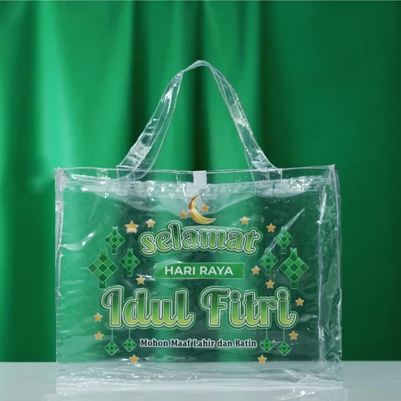 

Tas Souvenir Lebaran Mika Transparan Hampers Parcel Kue Lebaran Idul Fitri Paper Bag Jumbo
