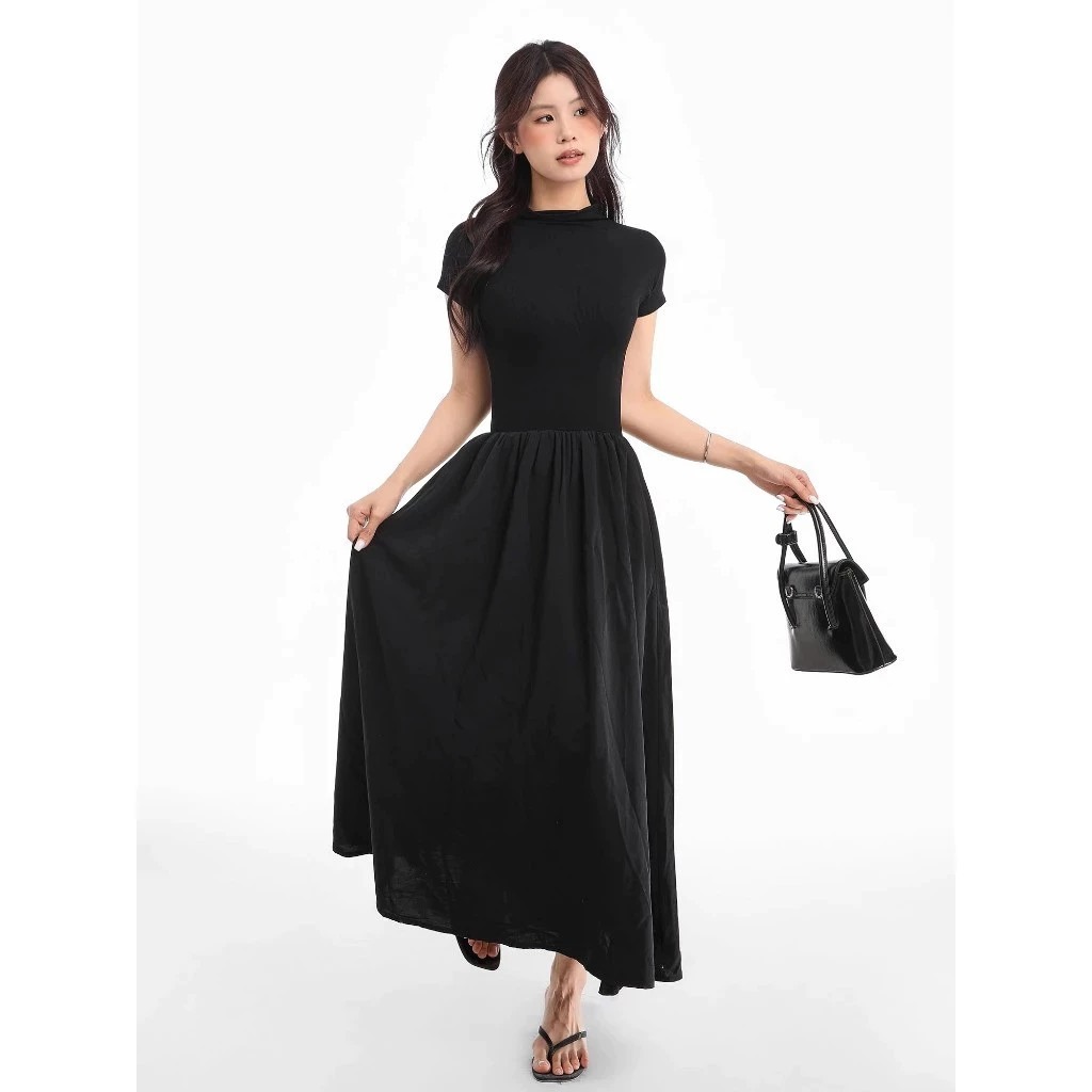 MF - MRX Dress Midi KENSI Polos Terbaru / AUNRI LONG DRESS / DRESS LONG TURTLE NECK KASUAL KOREA / D