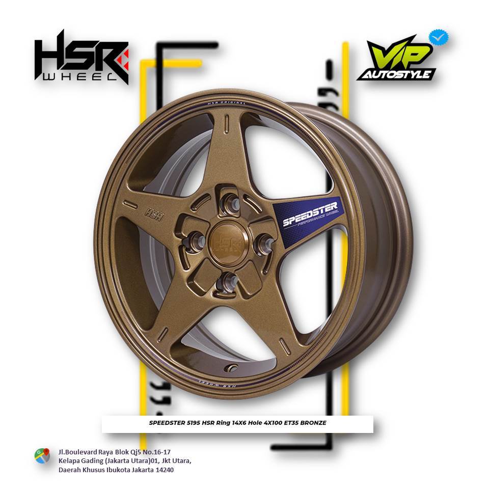 Velg mobil R14 HSR Speedster Racing model bintang Honda Brio satya