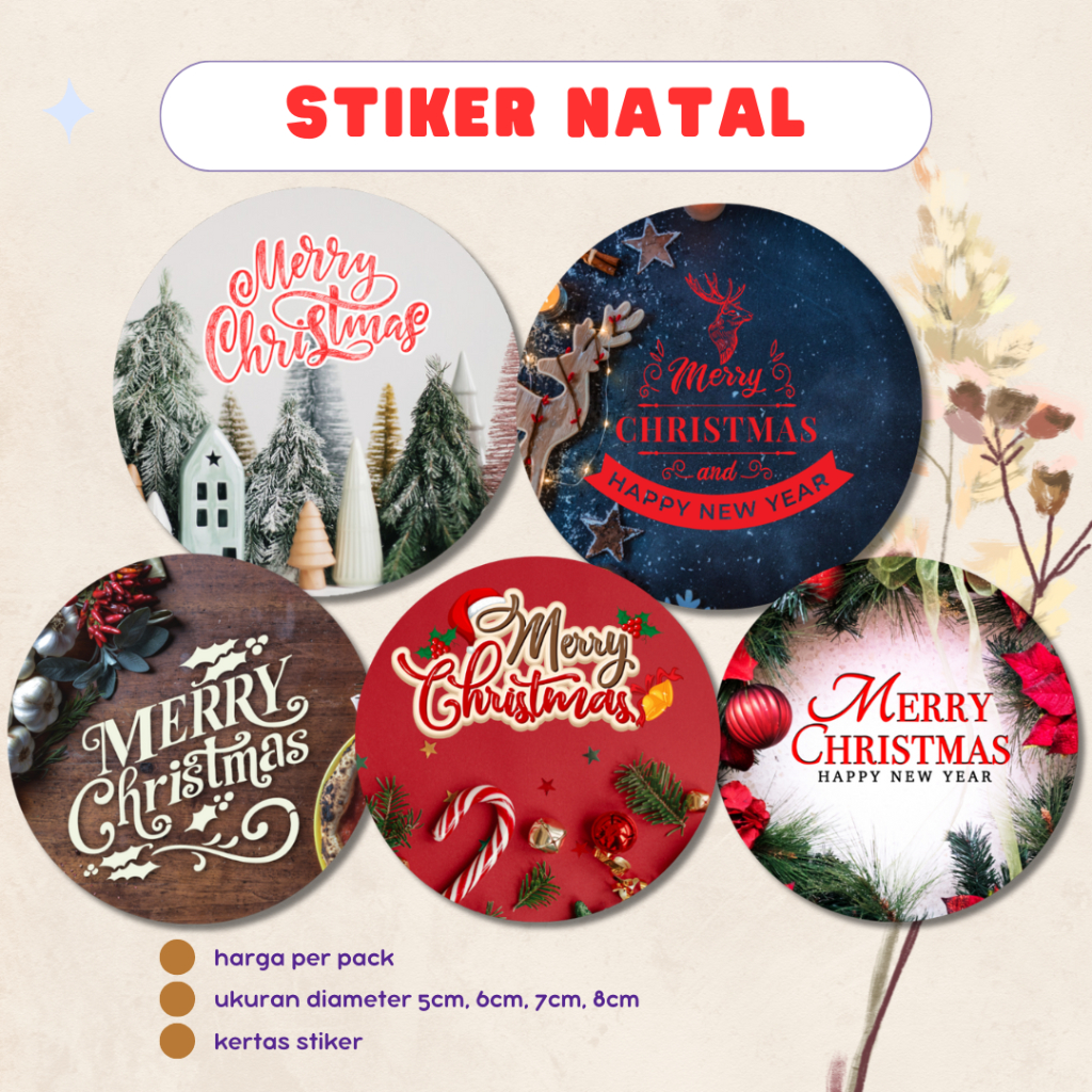 

Sticker Natal Christmas Stiker Cookies Kue Xmas Toples Hampers Cake