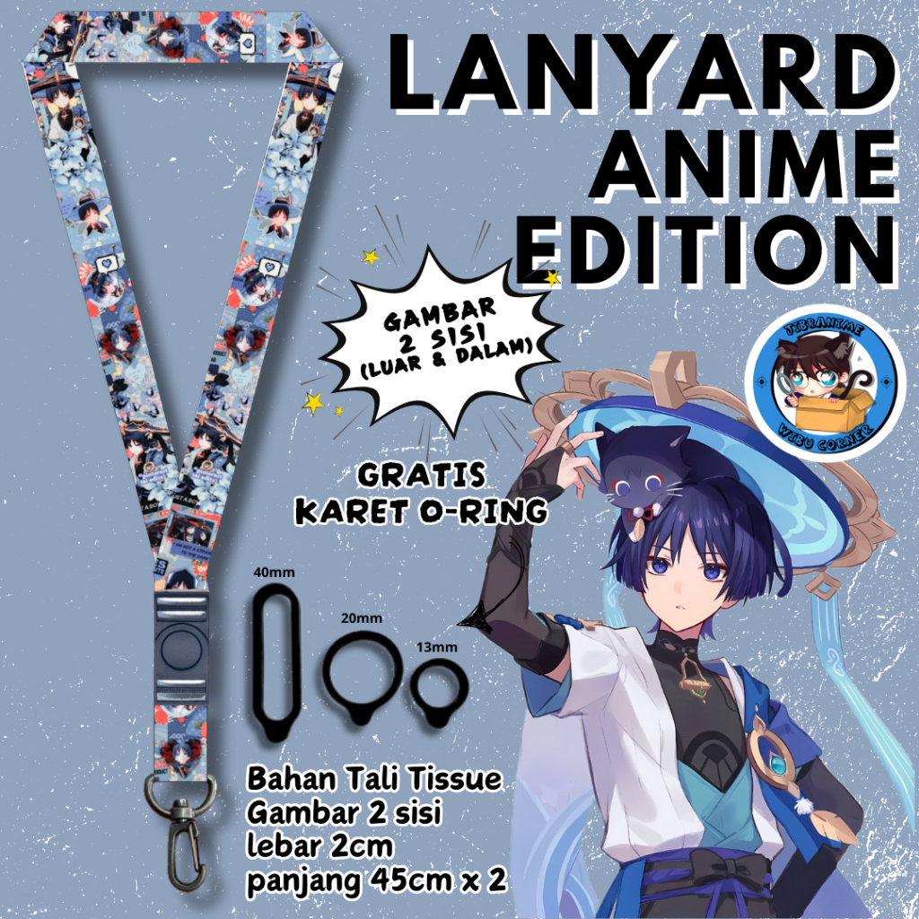 

Lanyard Panjang Anime 2 Sisi / Wanderer Genshin Impact / gantungan kunci layard keychain