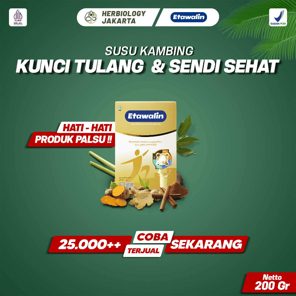 

1 Box Etawalin : Susu Kambing Etawa Membantu Atasi Permasalahan Tulang Dan Sendi - Kemasan 1 Box Isi 200 Gram