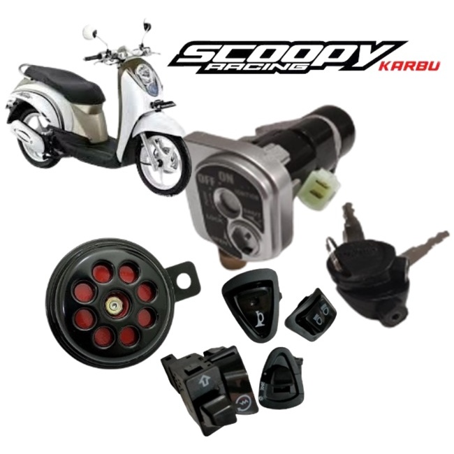 Paket Satu Set Kunci Kontak Scoopy Karbu 2009 2011 2012   + Lengkap dengan Kunci Jock Jok