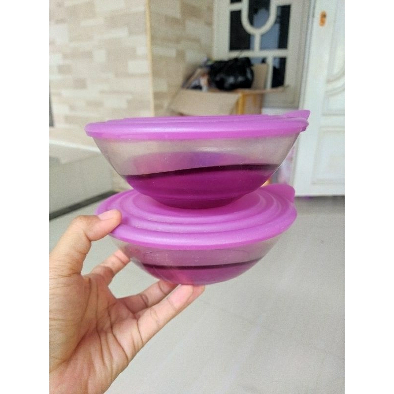 bowl kristal crystal eleganzia 600ml tupperware second preloved