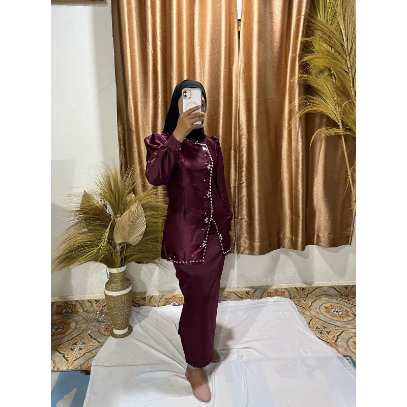 stelan baju kurung melayu wanita pesta kondangan pakaian adat melayu