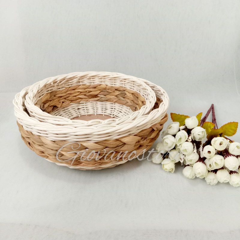 PROMO KERANJANG ROTAN / KERANJANG ROTAN VARIASI ENCENG/ BAKI SESERAHAN / KERANJANG PARSEL / NAMPAN H