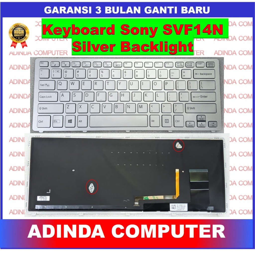 Keyboard Sony SVF14N SVF14N28SCP SVF14N100C Silver Backlight