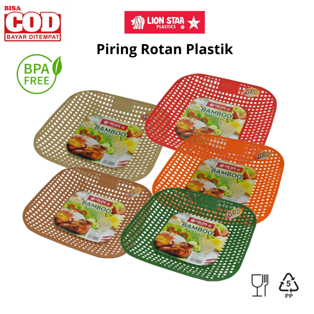 Piring Rotan Plastik LIon Star Bamboo Plate T-45