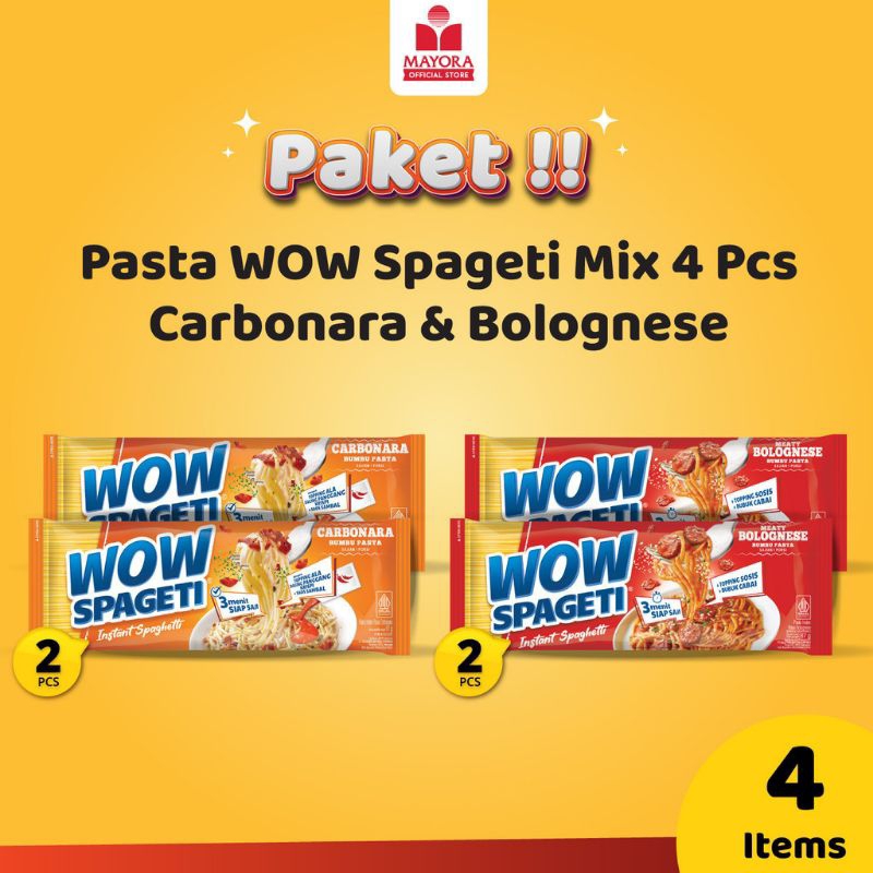 

isi 4 Wow Spaghetti Instan Bolognese Carbonara | Wow Spageti | Spageti WOW