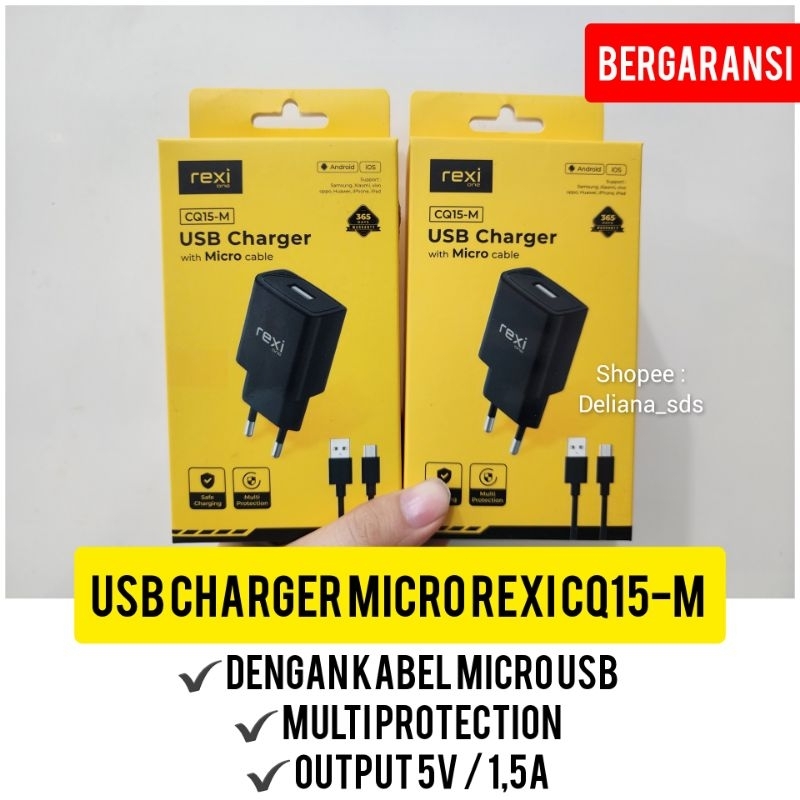 Charger Micro Usb Rexi CQ15-M Garansi Resmi 6 Bulan Charger Micro Rexi Cas Micro Rexi Pengecas Micro