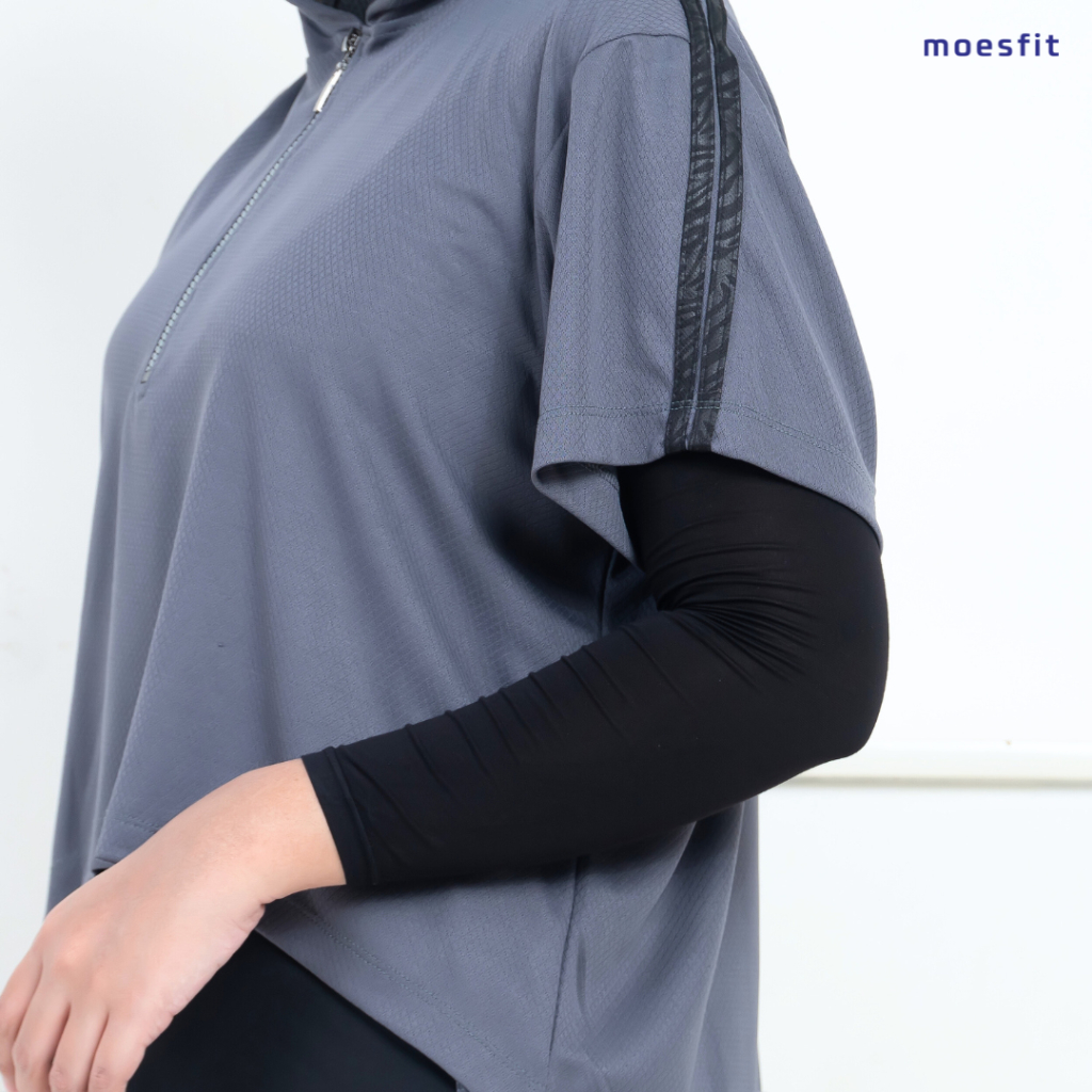 RB - Rompi Hoodie Olahraga Wanita Outer Hijab Sporty Muslimah Dry Fit Abu