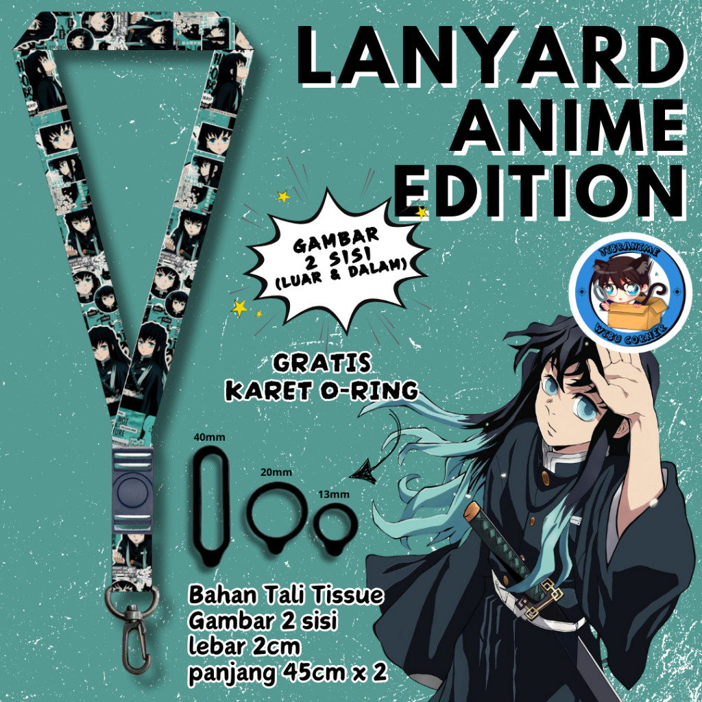 

Lanyard Panjang Anime 2 Sisi / Muichiro Kimetsu No Yaiba / gantungan kunci layard keychain