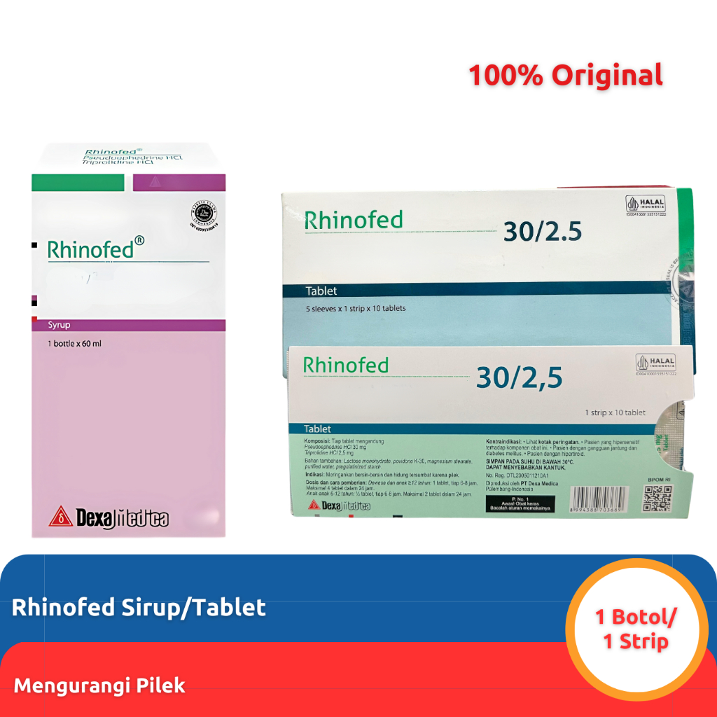 [GRATIS ONGKIR] Rhinofed Sirup/Tablet Obat Pilek Anak dan Dewasa