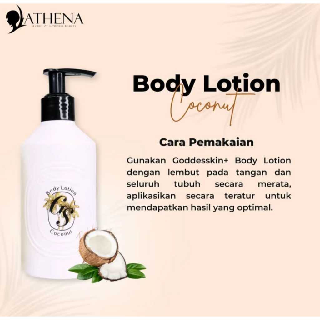 READY STOCK ORIGINAL 100% Goddesskin by Athena Body Lotion Coconut / Body Wash Almond by Richard Lee
