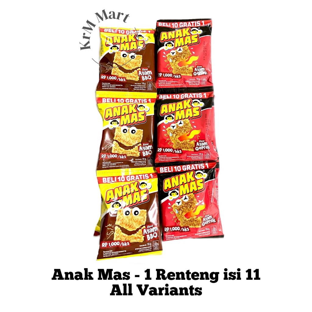 

Anak Mas All Varian 1 renteng renceng isi 11 rasa ayam bbq ayam geprek barbeqiu barbekiu anakmas mi