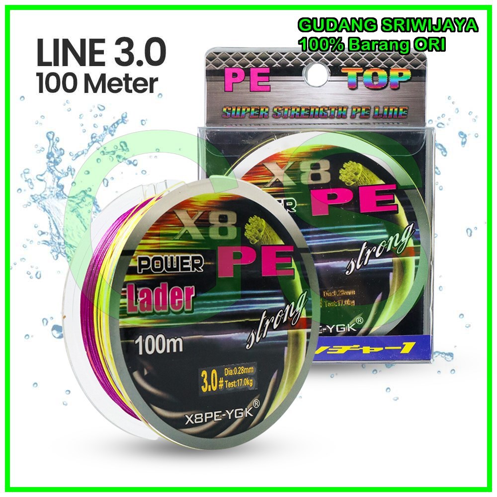 Senar Benang Tali Pancing PE Braided Fishing Line 100M 3.0 - X8