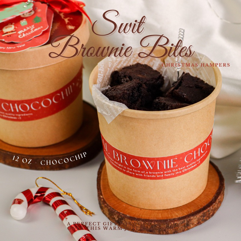 

SWIT DESSERT - Fudgy Brownies Bites Premium Cup Hampers Natal FREE Kartu Ucapan & Pita Christmas