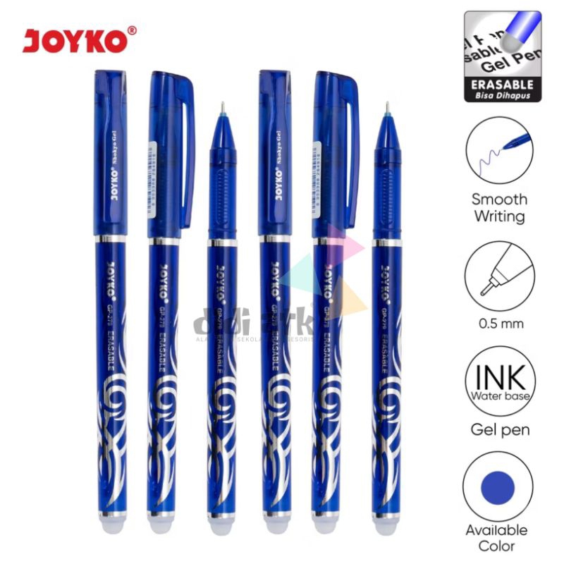 

Erasable Gel Pen Joyko GP-279 Shokyo Pulpen Bisa Dihapus 0.5mm Warna Hitam & Biru 1 Pcs