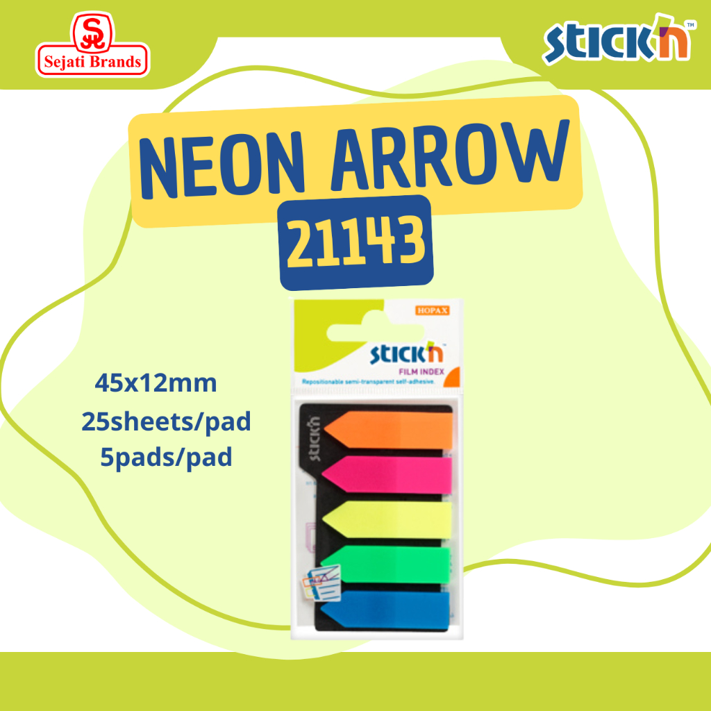 

Stick'n Film Index 21143 Neon Arrow Sticky Note Memo transparan