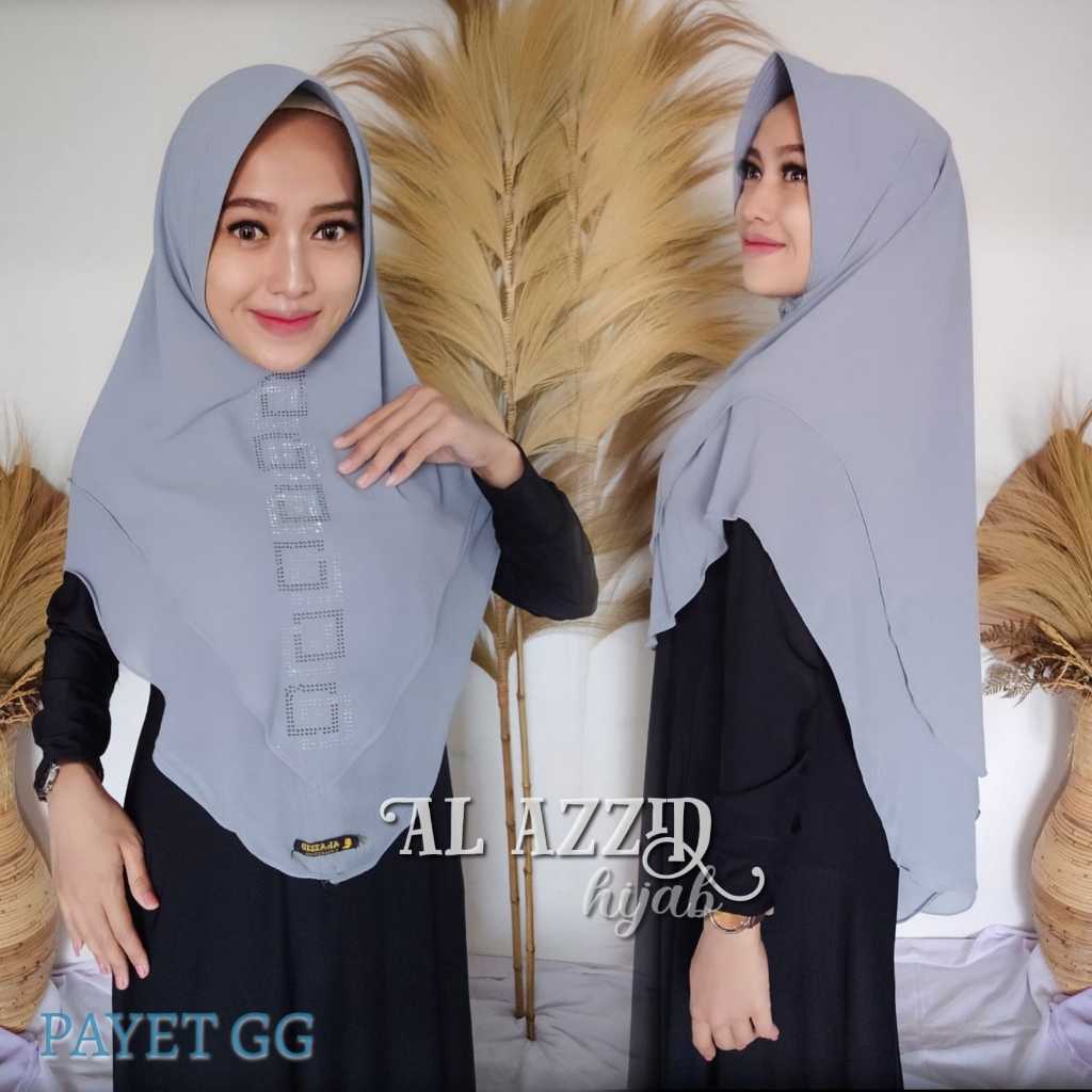 Hijab 2 Layer Kerudung Payet Mutiara  Payet Mute 2 Layer Khimar Syari Hijab Ceruty Jumbo Kerudung