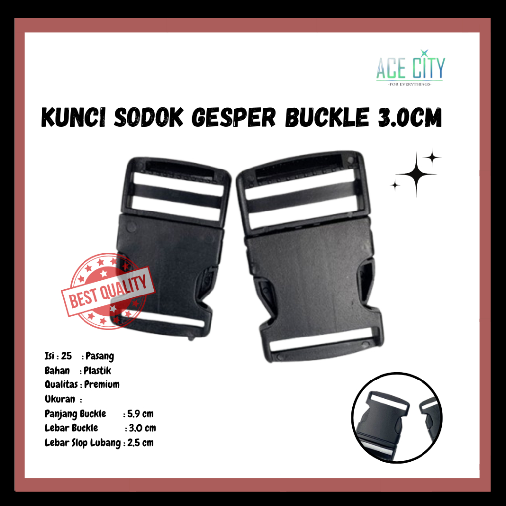 Kunci Sodok Gesper Buckle 3.0cm ( 25 Pasang )
