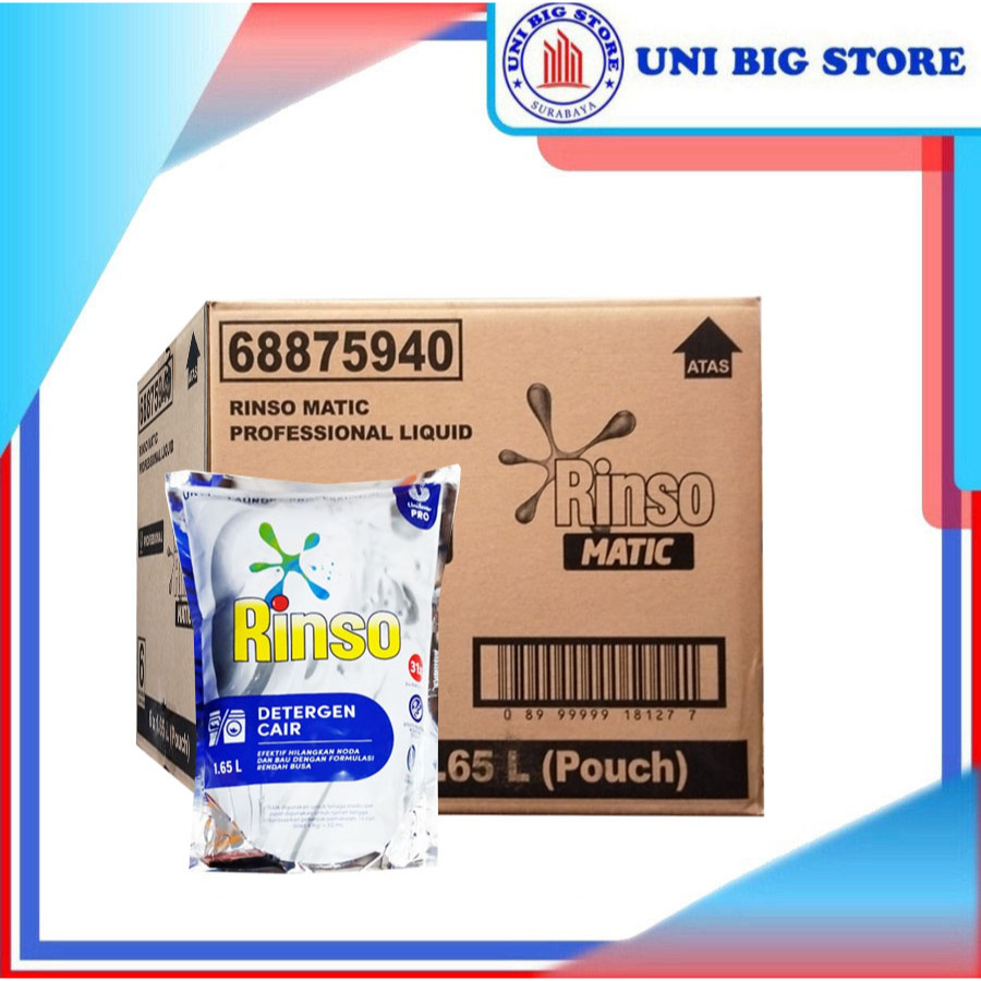 Deterjen Cair untuk Mesin Cuci 1,65 Liter, Isi 6 Botol, Formula Terkonsentrasi