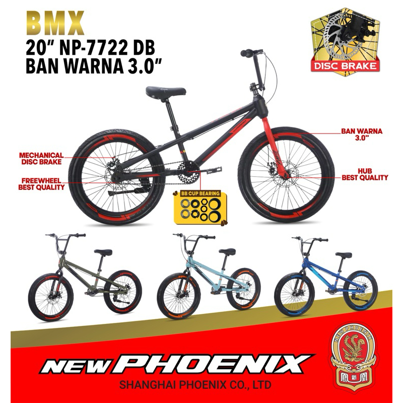 Sepeda BMX Ukuran 20 New Phoenix NP 7722 Ban 3.0 Jumbo Setir Oversize Murah Berkualitas / Sepeda Lak