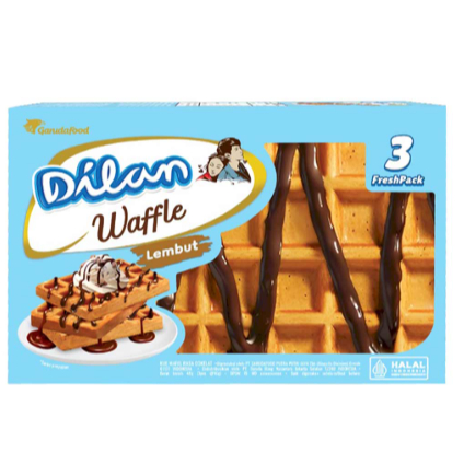 

Dilan Chocolate Waffle Lembut rasa Cokelat 3 x 16g