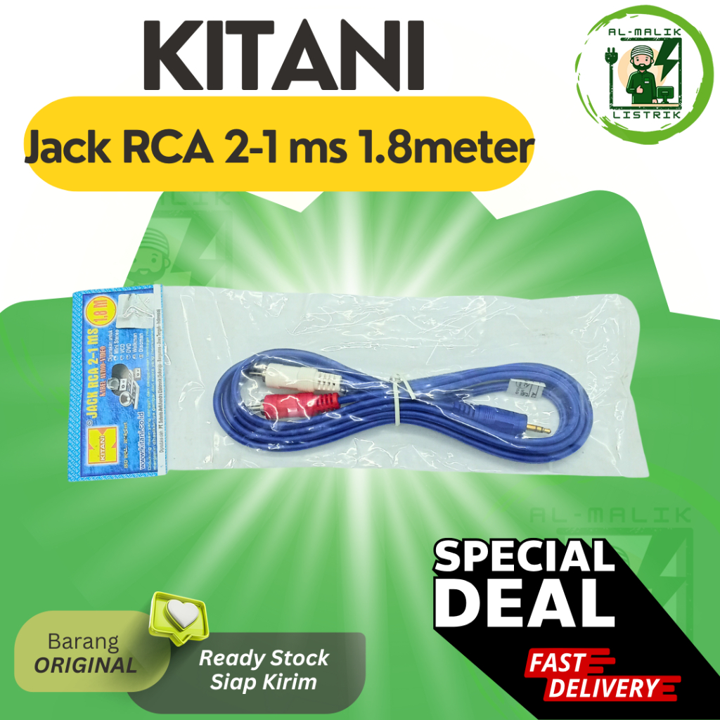 Kabel Audio Jack RCA 2 in 1 ms 1.8meter KITANI KITANI Jack RCA 2Way 2-1 MS Kabel Audio Video 1.8 Met
