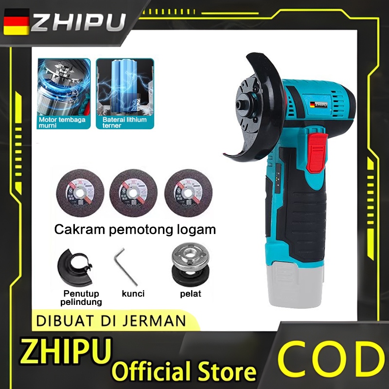 PROMO ZHIPU Mesin Gerinda Tangan 3 Inch Kapal Cepat 12V Gerinda Sudut Mini Penggiling Sudut