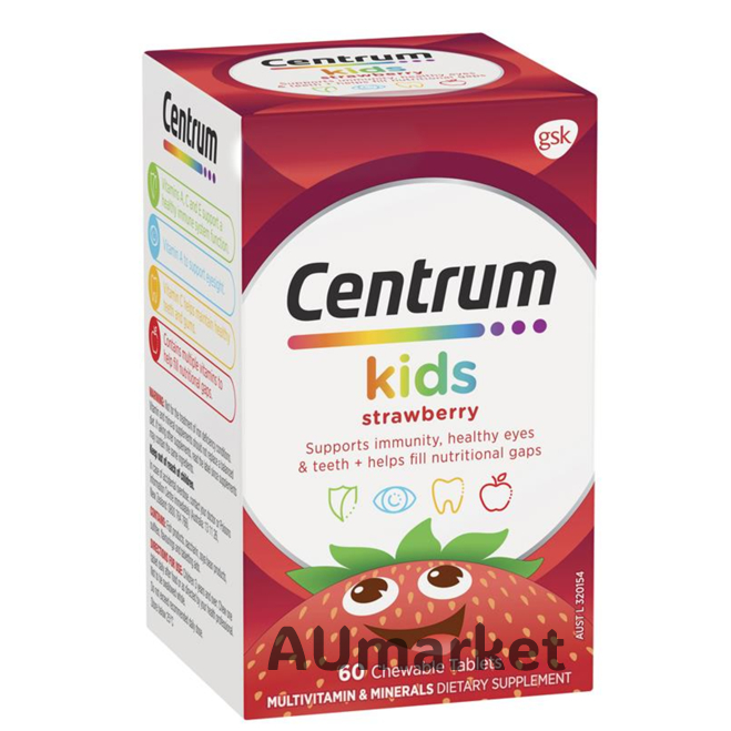 Centrum Kids Strawberry Multivitamin Multi Vitamin 60 Chewable Tablet