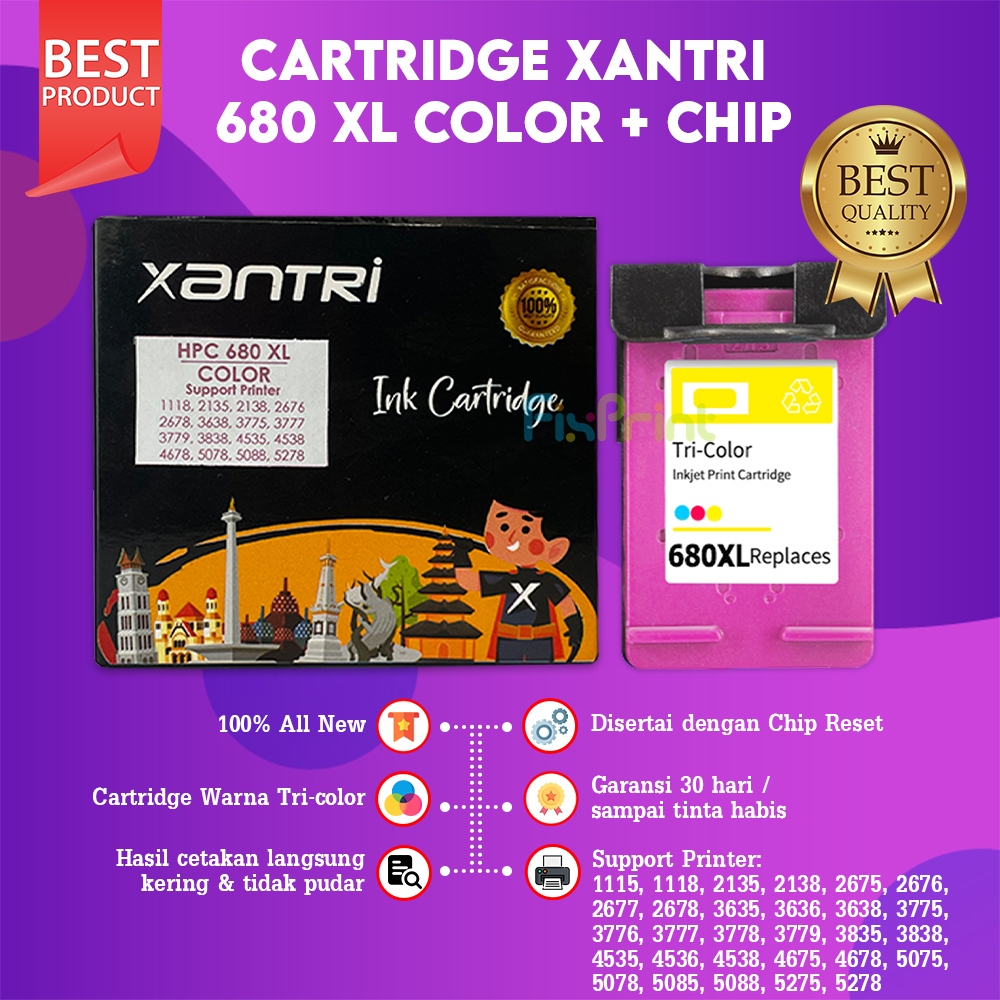 FixPrint Cartridge H 680XL 680 Color Chip Reset Printer 1118 2138 3638 4535 4678 Tinta