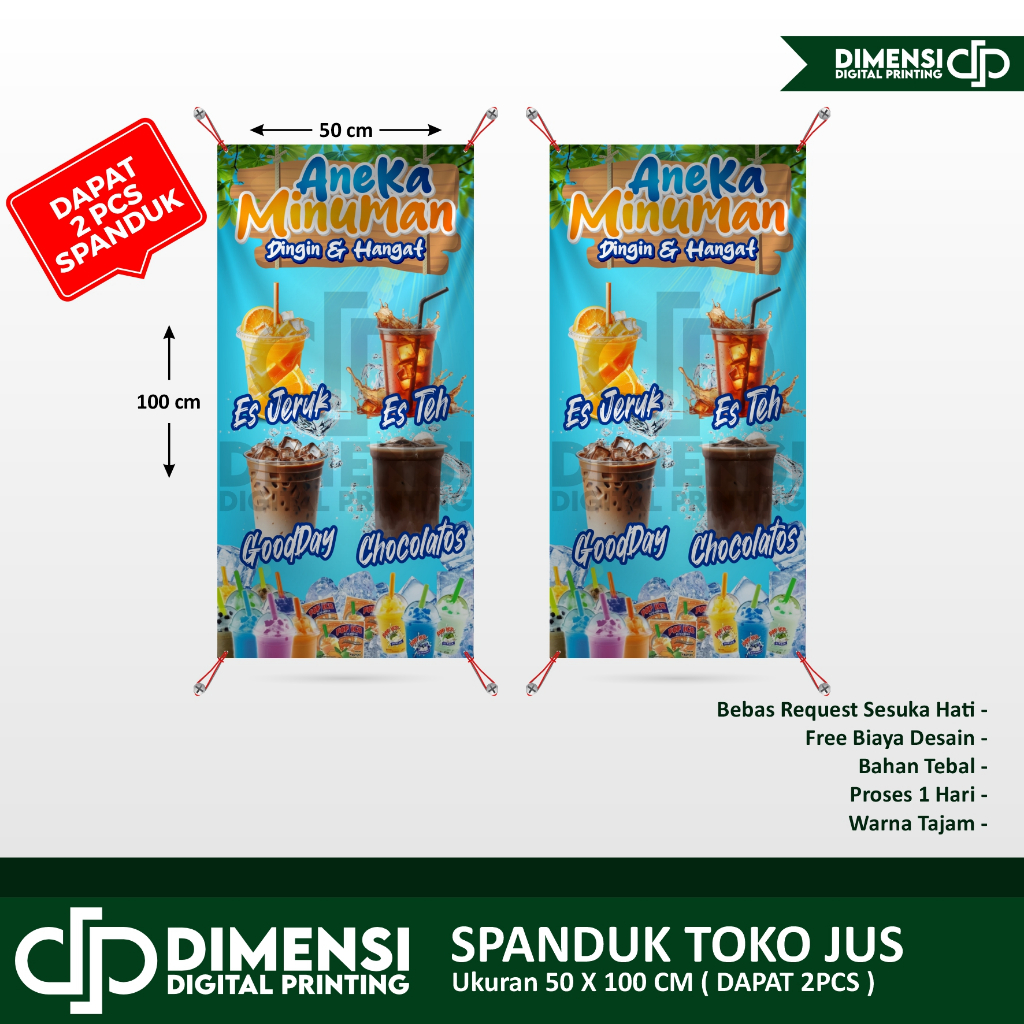 DAPAT 2PCS SPANDUK!!!  BANNER SPANDUK ANEKA MINUMAN DINGIN / SPANDUK JUALAN ANEKA MINUMAN