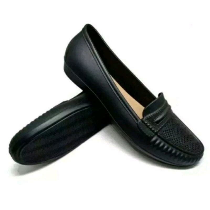 TJ707 Sepatu  Karet Fantopel Warna Hitam Polos / Sepatu Kantor / Sepatu Kerja / Sepatu Sekolah Wanit