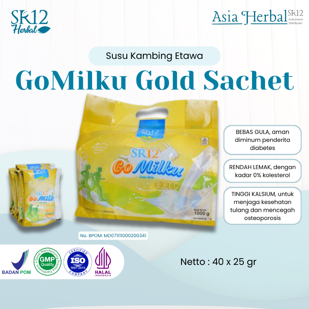 

GOMILKU GOLD SACHET SR12 Susu Etawa untuk Lansia | Susu Kesehatan | Praktis & Ekonomis | Isi 40 pcs