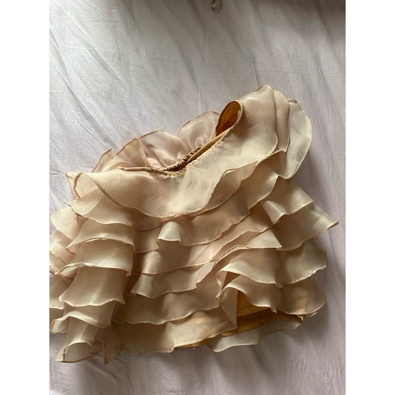 glea top ruffle organza atasan wanita pesta