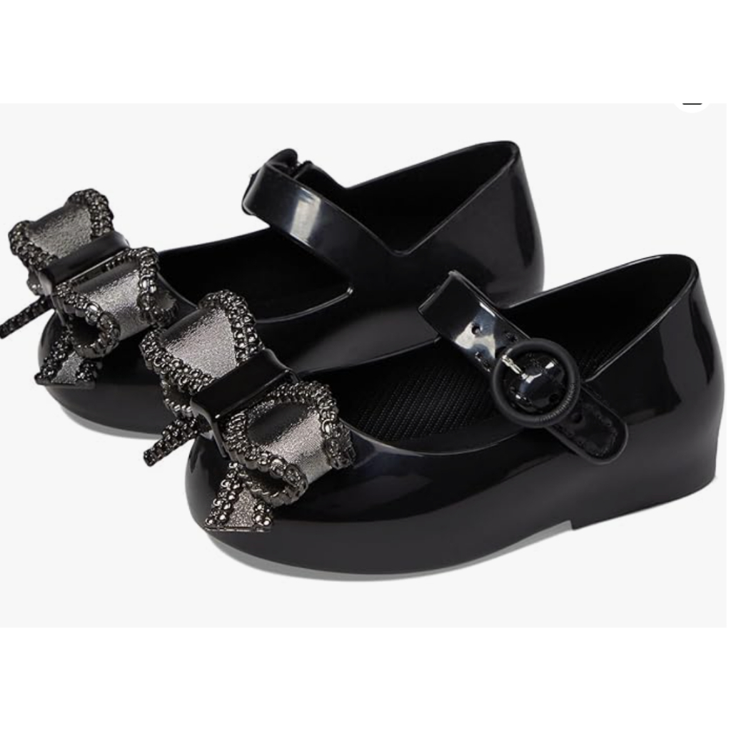 Sepatu Flat Anak Perempuan Mini Melissa Sweet Love IV Bb Black/Dark Grey