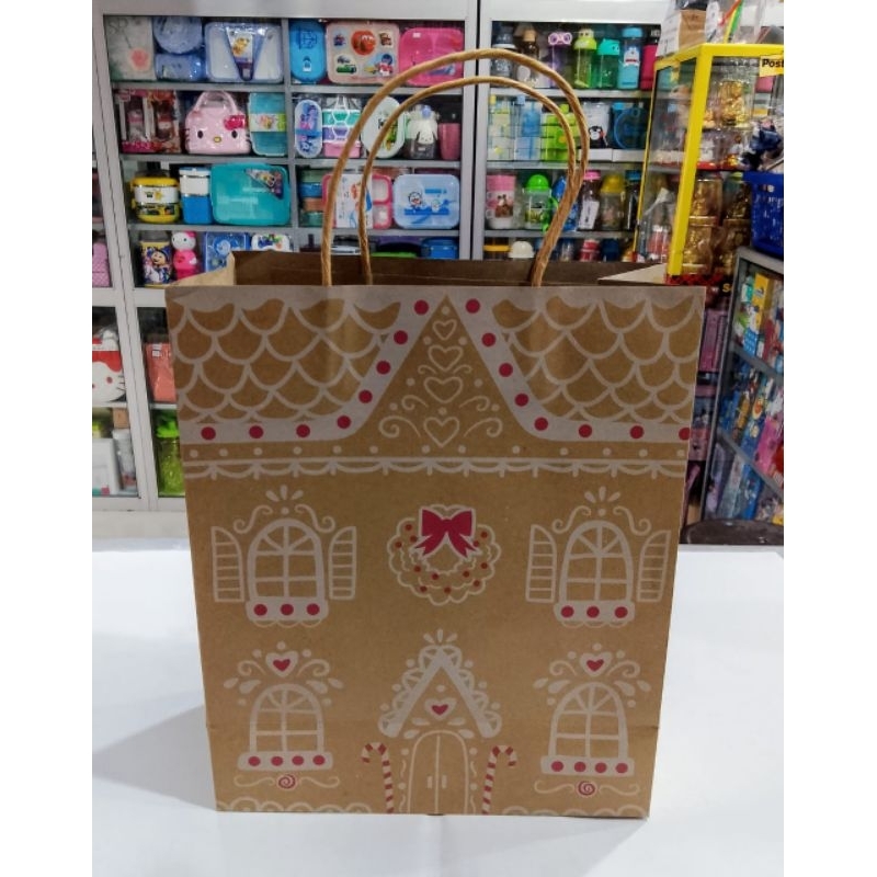 

Paper Bag Natal Teng-Teng Kertas Kraft Coklat Besar / Kantong Bingkisan Hadiah Natal Besar Coklat